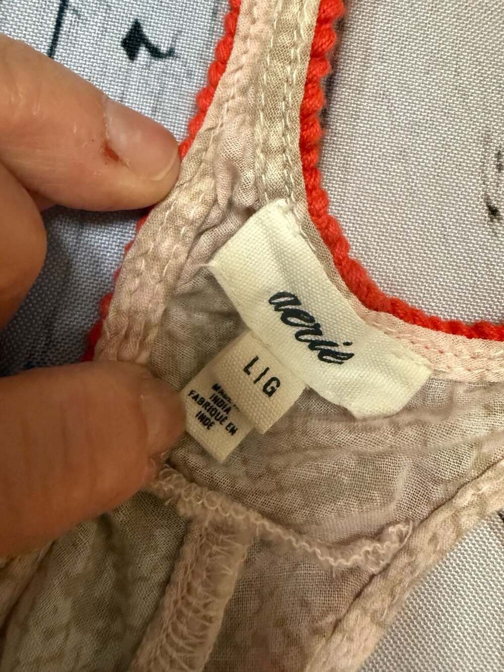 Aerie Tank Top Size L Pink Neutral Snake Print Orange Crochet Trim